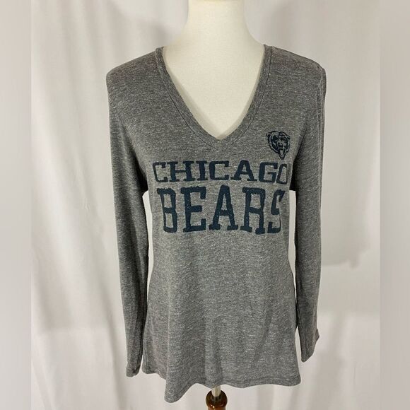 NFL Team Apparel Chicago Bears V Neck Long Sleeve Tee Shirt - Picture 1 of 5